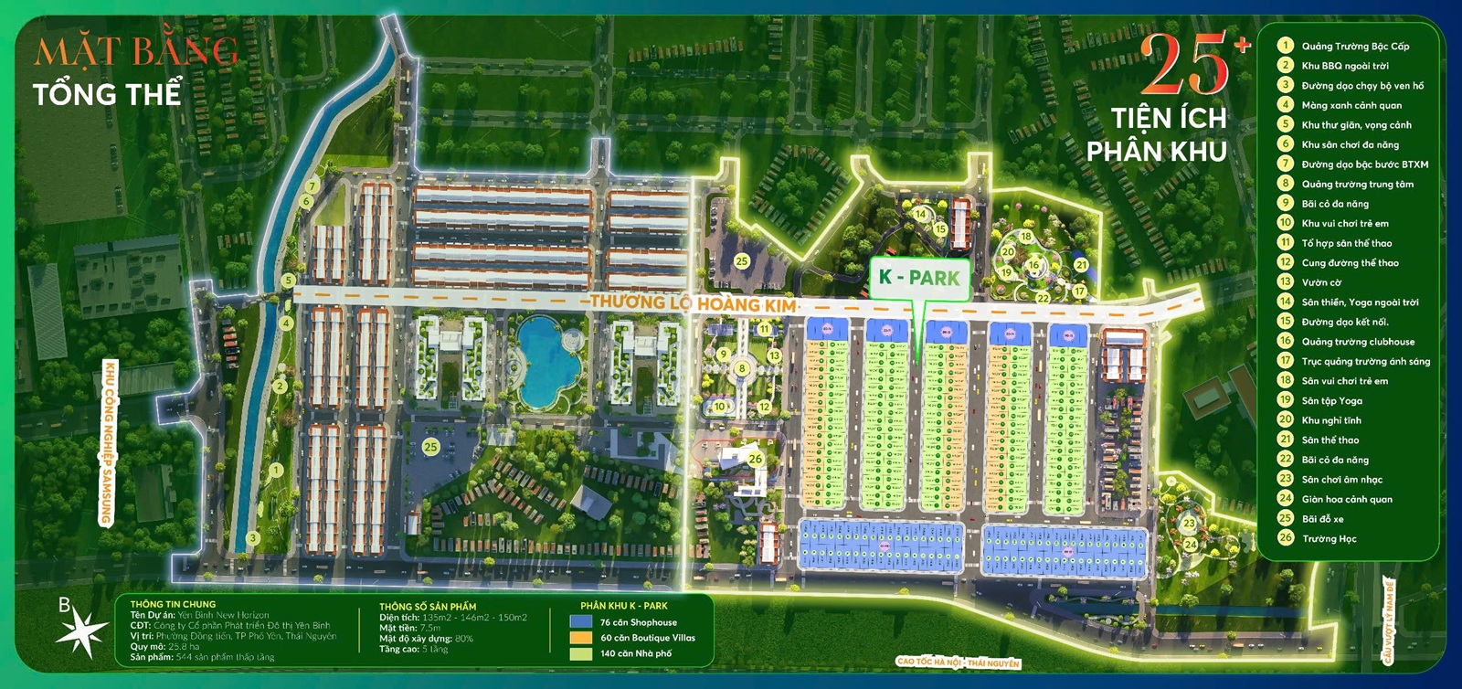 tiện ích dự án yên bình k-town phổ yên thái nguyên